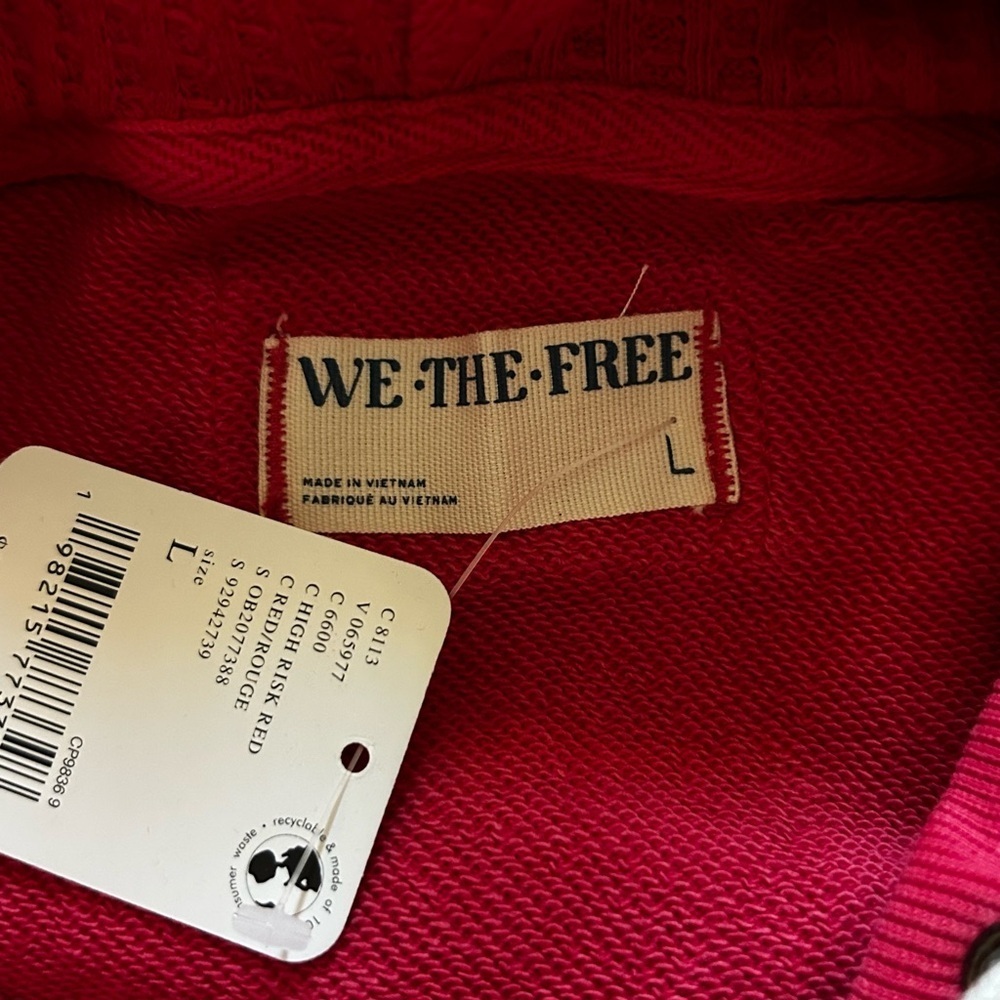 We the Free Red Oversized Hoodie Size Large NWT - Picture 5 of 8